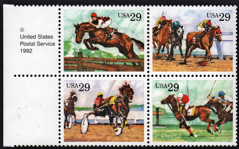 SC#2756-59 29¢ Sport Horses Copyright Block of Four (1993) MNH