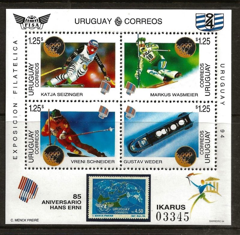 Uruguay Sc 1526 NH SOUVENIR SHEET of 1996 - Winter Sport