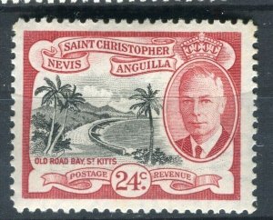 ST.KITTS; & NEVIS 1952 early GVI issue fine Mint very lightly hinged 24c.