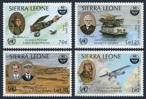 Sierra Leone 680-683, MNH. Michel 808-811. ICAO-40, 1985. Early aviators.