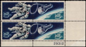 US #1331-32 SPACE MNH LR PLATE BLOCK #29312 DURLAND $3.00 