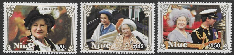 Niue Scott 476-478 MNH Queen Mother Set of 1985