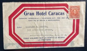 1920 Caracas Venezuela Gran Hotel Cover To Downingtown PA Usa