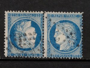 France #58b Used Fine Tete Beche Pair With Ideal Light Cancel - Rare