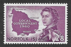 Doyle's_Stamps: Scott #42* Norfolk Island 1960 QEII 2/8 Postage Stamp