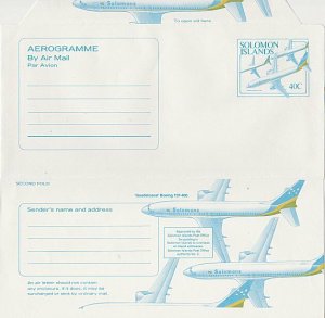 SOLOMON IS 1992 40c aerogramme - Boeing 737 unused..........................L146