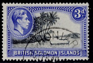 BRITISH SOLOMON ISLANDS GVI SG65, 3d black & ultramarine, FINE USED.