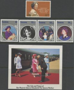 SAMOA Sc#532, 649-653 1980-85 Queen Mother Complete Sets OG Mint NH