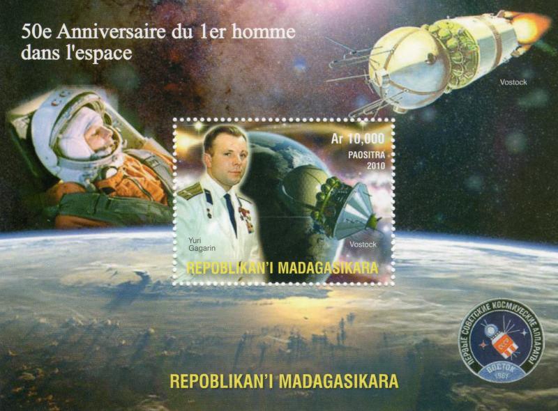 Madagascar 2010 Yuri Gagarin 50th.Anniv.Space S/S (1) Perforated MNH VF