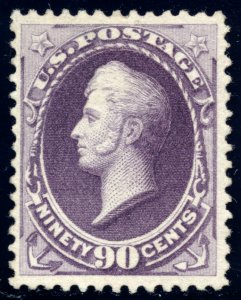 US 218 90c 1888 Commodore Perry purple F-VF unused OG hinged PF cert