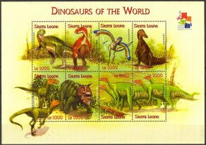 Sierra Leone 2001 Dinosaurs Sheet MNH