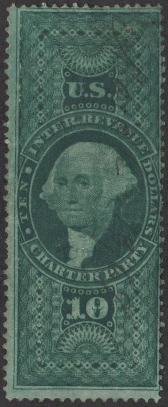 R93c $10.00 Revenue: Charter Party (1862) Used