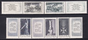 Poland 1964 Sc 1273-7 Polish Martyrdom Struggle 1939-45 Stamp MNH with Labels