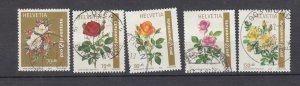 J44168 JL stamps 2002 switzerland set used # b668-72 flowers