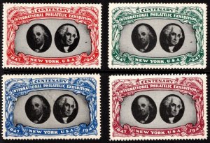 1947 US Poster Stamps Centenary International Philatelic Exhibition Set/4 MNH