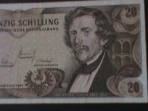 ​AUSTRIA-1967-AUSTIRAN NATIONAL BANK-$20 SCHILLING-LT.-CIRCULATED NOTE VF