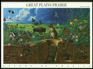 Great Plains Prairie Nature Series Sheet of Ten 34 Cent Stamps Scott 3506