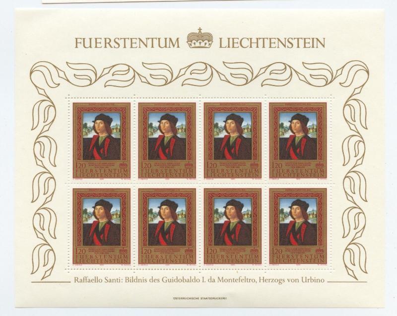 Liechtenstein, 1985 Paintings, Miniature Sheets, complete MNH set  no faults, 