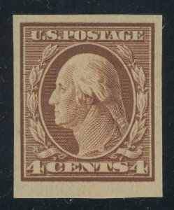 USA 346 - 4 cent Washington Imperf Double Line Wmk - F/VF Mint hinged