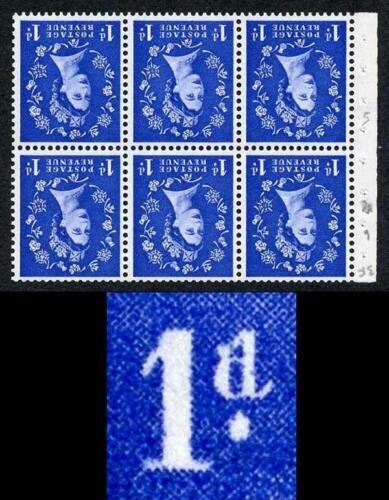 SB26ab 1d Wmk Edward Inverted with Spot on D Booklet Pane U/M 