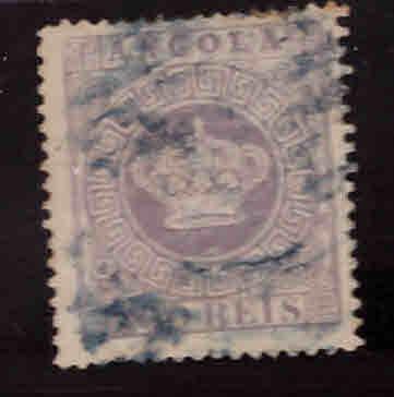 Angola Scott 7 perf 1.5 Used Crown stamp