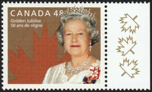 QUEEN ELIZABETH II * Golden Jubilee = CANADA 2002 #1932 MNH Right Margin, Maple