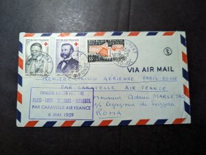 1959 France Airmail First Flight Cover FFC Bordeaux to Rome Italy