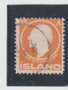 Iceland Scott # 91 VF Used 1911 Jon Sigurdsson 25a Orange Cat.$50.00