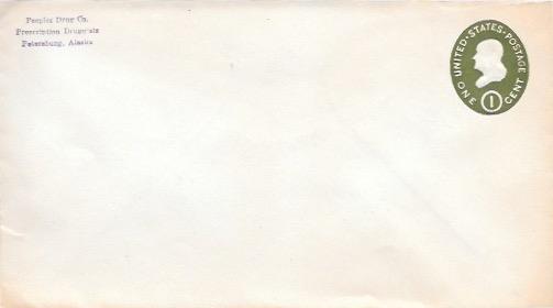 US Postal Stationary.  USA Envelope -  1 Cent Franklin