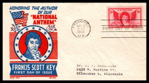 US 962 Francis Scott Key Cachet Craft Boll Typed FDC