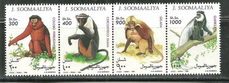 Somalia MNH Strip Of Primates