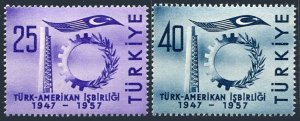 Turkey 1246-1247, MNH. Michel 1520-1521. Turkish-American collaboration, 1957.