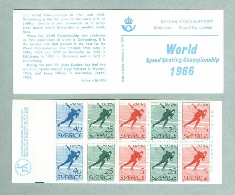 Sweden. Booklet Mnh. English. Speed Skating Championship 1966. Engrav: Cz.Slania