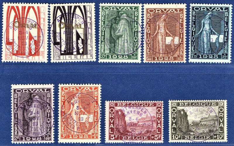 [mag420] BELGIUM 1928 Sc#B69/77 MLH Orval Abbey w/Special cancel ANTWERP Cv:€750