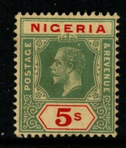 NIGERIA SG28a 1932 5/= GREEN & RED ON PALE YELLOW DIE I MTD MINT