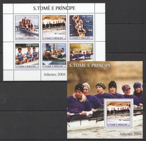 O0067 2003 Sao Tome & Principe Olympic Games Athenes 2004 Rowing Kb+Bl Mnh