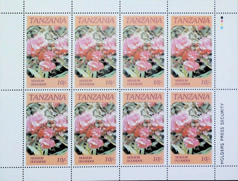 1986 Flowers of Tanzania Aloe Nersium Nymphaea MNH** Sheet X394-