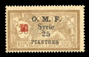 Syria #79 Cat$225, 1923 25p on 50c bister brown and lavender, lightly hinged