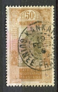 FRENCH COLONIES; GUINEE 1920s early Pictorial type used 50c. value + Postmark