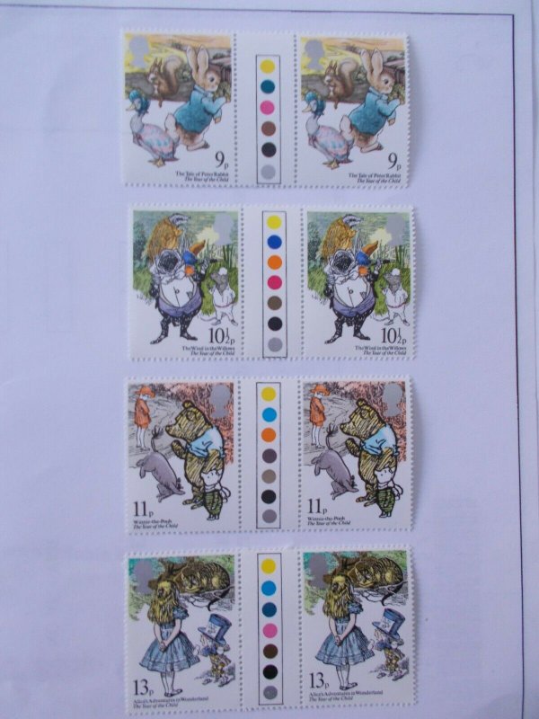 1979 Year of the Child Set of 4 in Unfolded Traffic Light Gutter Pairs U/M