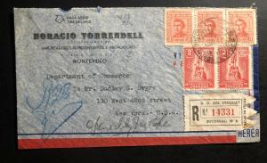 1945 Montevideo Uruguay Airmail Commercial Cover to New York USA