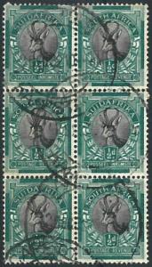 70555 - SOUTH AFRICA - STAMPS -  Stanley Gibbons # 54 block of 6 - USED