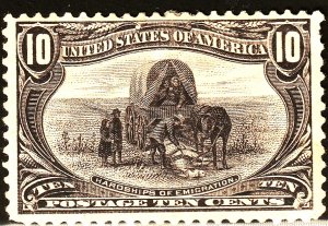 #290 US 10 CENT GRAY VIOLET TRANS, MISS-MINT-HGD-FINE-W/VERY SMALL THIN