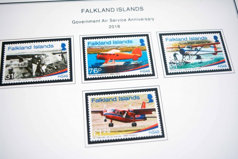 COLOR PRINTED FALKLAND ISLANDS 2011-2020 STAMP ALBUM PAGES (36 illustr. pages)