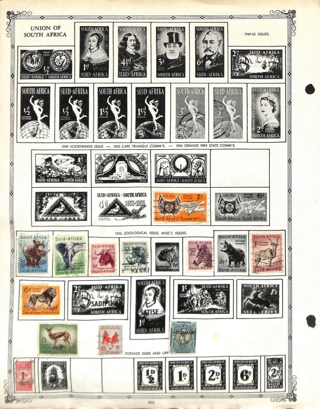 South Africa Stamp Collection on 7 Regent Pages, 1910-1961 (BJ)