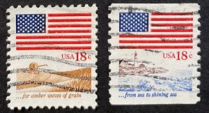 US #1890-1891 Used F/VF 18c USA Flag Grains Shining Sea 1981 [G18.2.4]