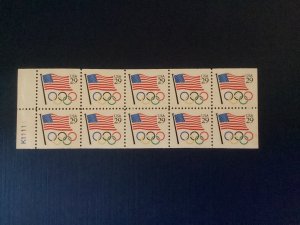 US Scott #2528A 29-cent booklet K1111 Flag with Olympic Rings Pane of 10 MNH