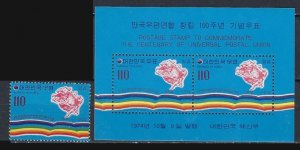 South Korea C43, C43a MNH 1974 UPU