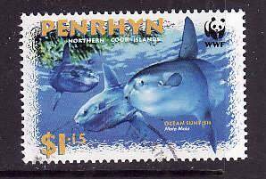 Penrhyn -Sc#464- id6-used $1.15 Ocean Sunfish-Marine Life-Fish-WWF-2003-