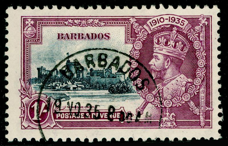 BARBADOS SG244, Silver Jubilee 1s slate & purple, VERY FINE USED, CDS. Cat £35.